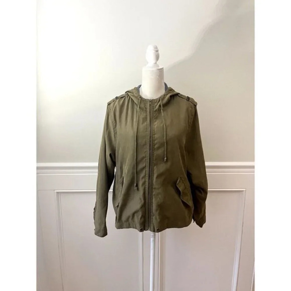Life In Progress Olive Hooded Utility Jacket S - Picture 1 of 5